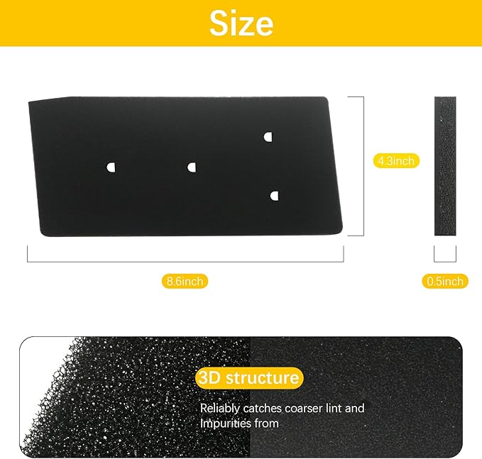 4 Dryer Filters for Bauknecht Privileg Whirlpool HX 481010716911 Heat Pump Dryers, Condensing Dryer Sponge Filter Pad 4Holes (230 x 115 x 14MM)