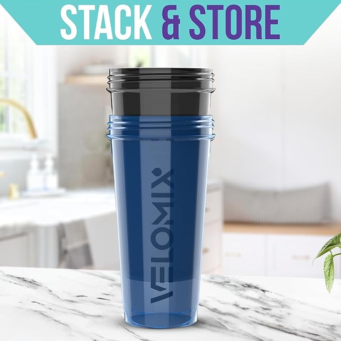 '-2 Pack- 28 oz Protein Shaker Bottles for Protein Mixes - 2x Wire Whisk | Leak Proof Shaker Cups for Protein Shakes | Protein Shaker Bottle Pack | Shakers for Protein Shakes-Blue&Black-FlexoryFit