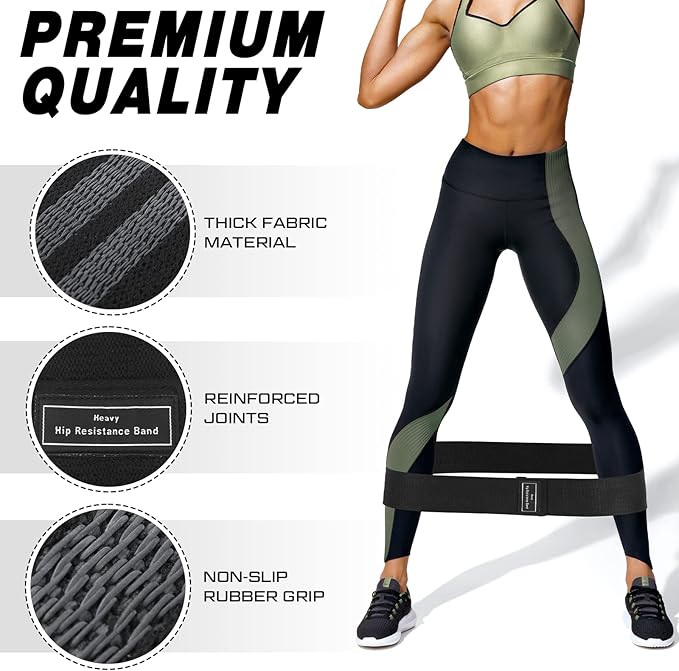 12 Pcs Fabric Resistance Bands for Working Out Booty Workout Stretch Exercise Bands Non Slip for Legs Squat Resistance Loop for Women Men Starter Butt Hip Thigh Fitness-FlexoryFit