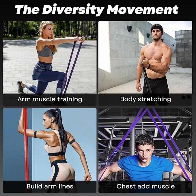 Resistance Bands for Working Out, Pull Up Assistance Bands, Exercise Workout Bands Set for Men Women, Stretch Bands for Physical Therapy, Muscle Training, Home Workouts-FlexoryFit