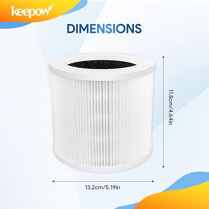 KEEPOW A1 Air Purifier Filters Compatible with VEWIOR Air Purifie-r HQSC-50, HQKJ-80, A1, AMEIFU AP01W, KOIOS HQKJ-50 Tailulu PUR0003, H13 True HEPA Filter for VEWIOR A1 Air Purifie-r Replacement