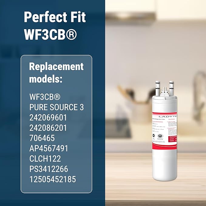 Filter Relacement Compatible With Frigidaire WF3CB, Pure Source 3, WF425, 706465, 242069601, 242086201, 242017800, Height 9 inches (4 Pack)