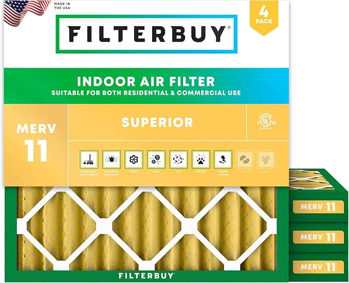 Filterbuy 12x12x2 Air Filter MERV 11 Superior Pet & Allergy Defense, by Filterbuy
