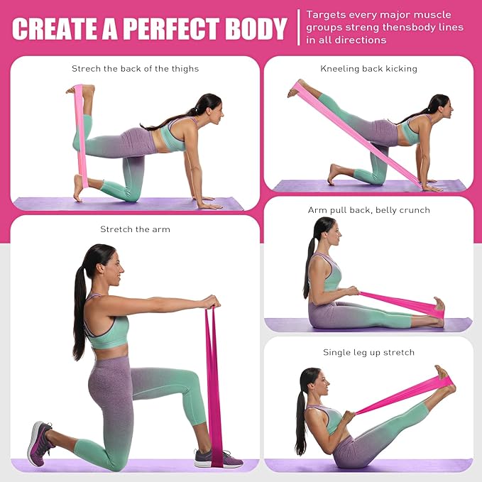 Resistance Bands, Exercise Bands, Physical Therapy Bands for Strength Training, Yoga, Pilates, Stretch Elastic Band with Different Strengths, Workout Bands for Home Gym-FlexoryFit