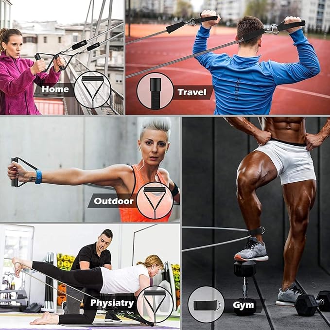 VEICK Resistance Bands, Exercise Bands for Working Out with Handles, Elastic Workout Bands for Men Women, Exercising Bands for Strength Training Equipment at Home Gym-FlexoryFit
