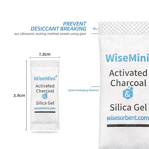 200Pcs 0.5g Desiccant Deodorizer Sachet, High Absorption Capacity for Moisture & Odor, Food Safe Silica Gel & Coconut Shell Activated Carbon Packs for Storage