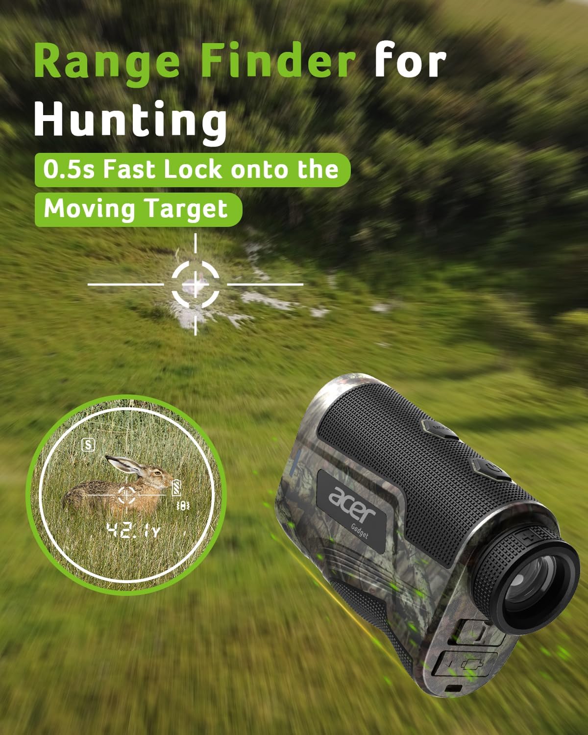 Acer Gadget Golf Rangefinder with Slope - 800/1200Yards Range Finder for Hunting, 6X Magnification with Flag Pole Locking Vibration, Rechargeable Battery with Magnet Stripe, Golf Accessories for Men