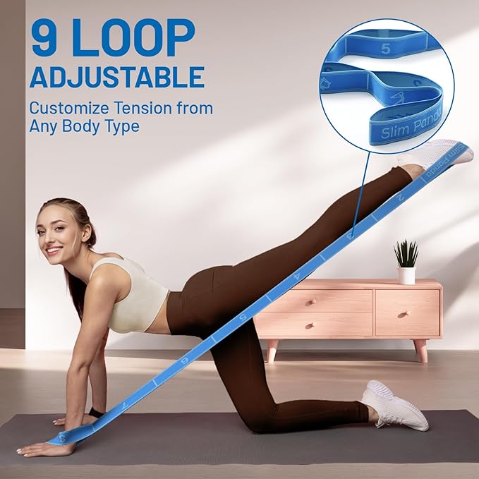 Slim Panda Stretch Strap, Dance Stretch Bands Flexibility, Elastic Yoga Stretching Strap with 9 Loops for Physical Therapy, Pilates, Yoga, Ballet, Gymnastics Stretching Bands for Exercise-FlexoryFit