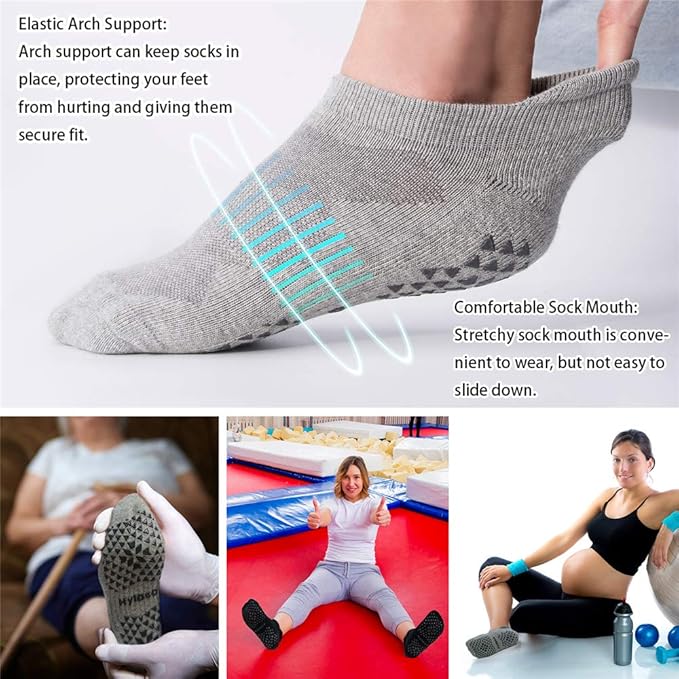 Hylaea Unisex Non Slip Socks with Grip for Yoga, Hospital, Pilates, Barre | Ankle, Cushioned-FlexoryFit