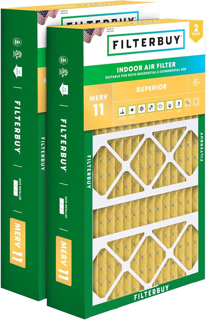 Filterbuy 17x26x4 Air Filter MERV 11 Allergen Defense (2-Pack), Pleated HVAC AC Furnace Air Filters Replacement for Lennox (Actual Size: 16.56 x 25.94 x 4.13 Inches)