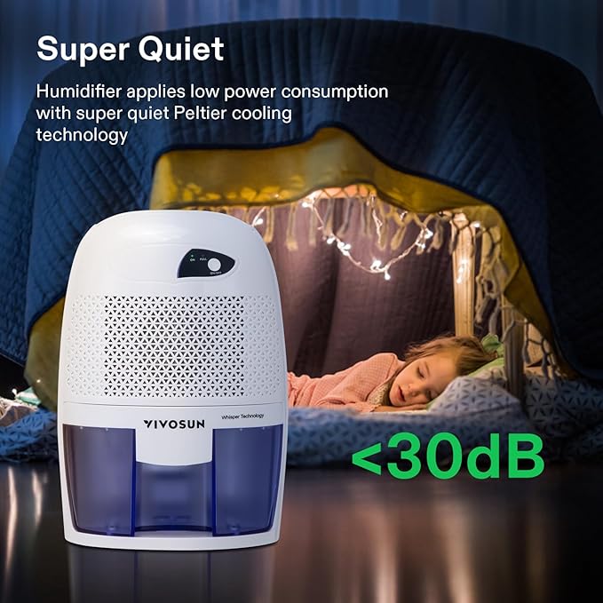 VIVOSUN Electric Mini Dehumidifier, Ultra-Quiet 225 Sq. Ft. Dehumidifier with 500ML Water Tank, Indicator Light and Auto Shut-Off Function for Home, Bedroom, Bathroom, Closet
