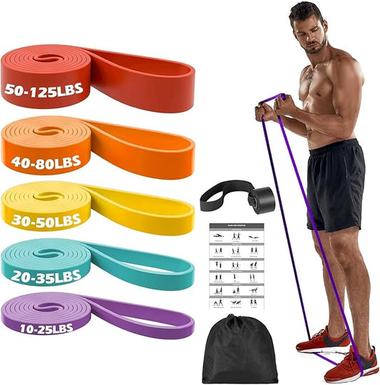 Zacro Resistance Bands, 6 Resistance Levels Pull Up Assistance Bands, Exercise Bands for Men&Women, Heavy Duty Resistance Band Set with Door Anchor, for Working Out, Muscle Training, Physical Therapy-FlexoryFit