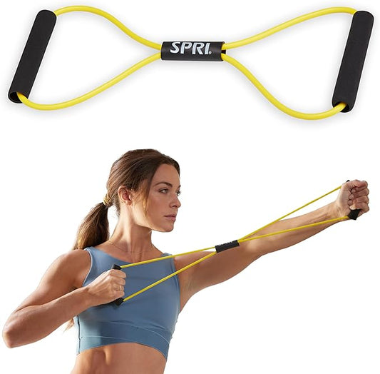 SPRI Ultra Toner Figure 8 Resistance Band with Padded Handles Great for Stretch, Exercise, Fitness Training, Yoga, Resistance Weights, Therapy, Gym or Home Workout Equipment.-FlexoryFit