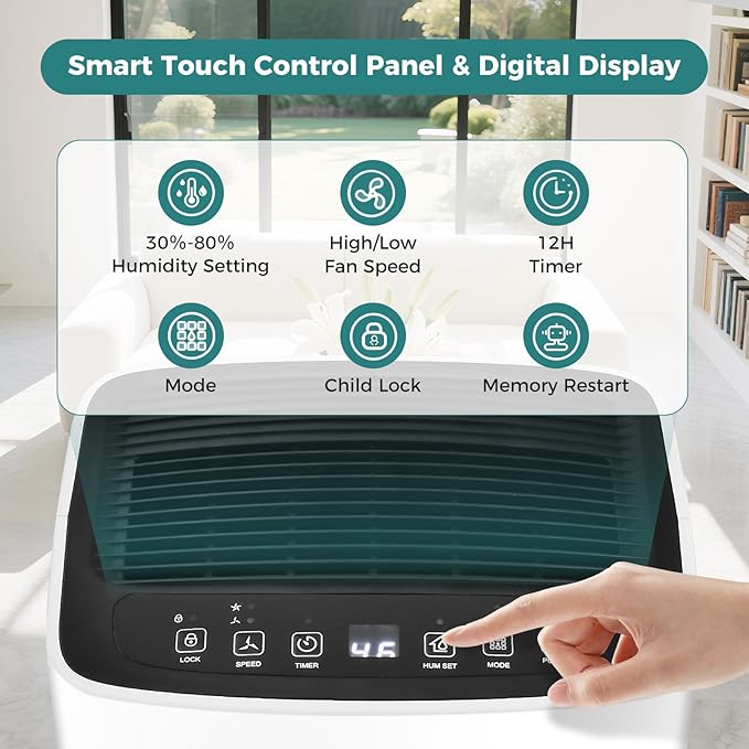 COSTWAY Dehumidifier for Large Room and Basements, Portable 30 Pints Dehumidifier with 3 Modes, 2 Speeds, Low Noise, 24H Timer, Auto or Manual Drainage