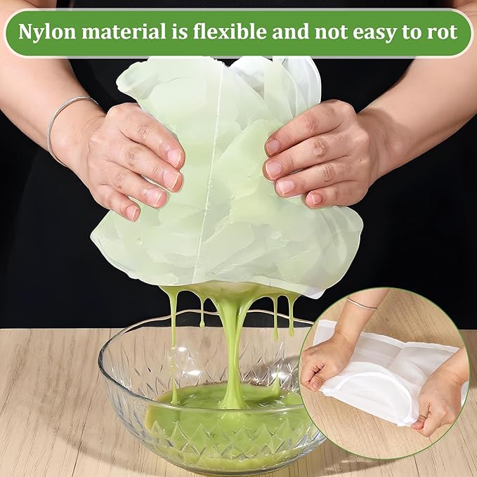 6PCS Cheese Cloth Bag for Straining, Bowl-shaped Nylon Nut Milk Bag - Reusable Straining Bags for Soy Milk, Dumpling Fillings, Vegetable Dehydration (14.56 × 9.05 inches)