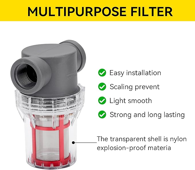 3/4'' Female NPT in-Line Strainer - Garden Hose Filter for High Pressure Washer, Sediment Filter with 200 Mesh Stainless Steel Screen (3/4'' 200 Mesh)