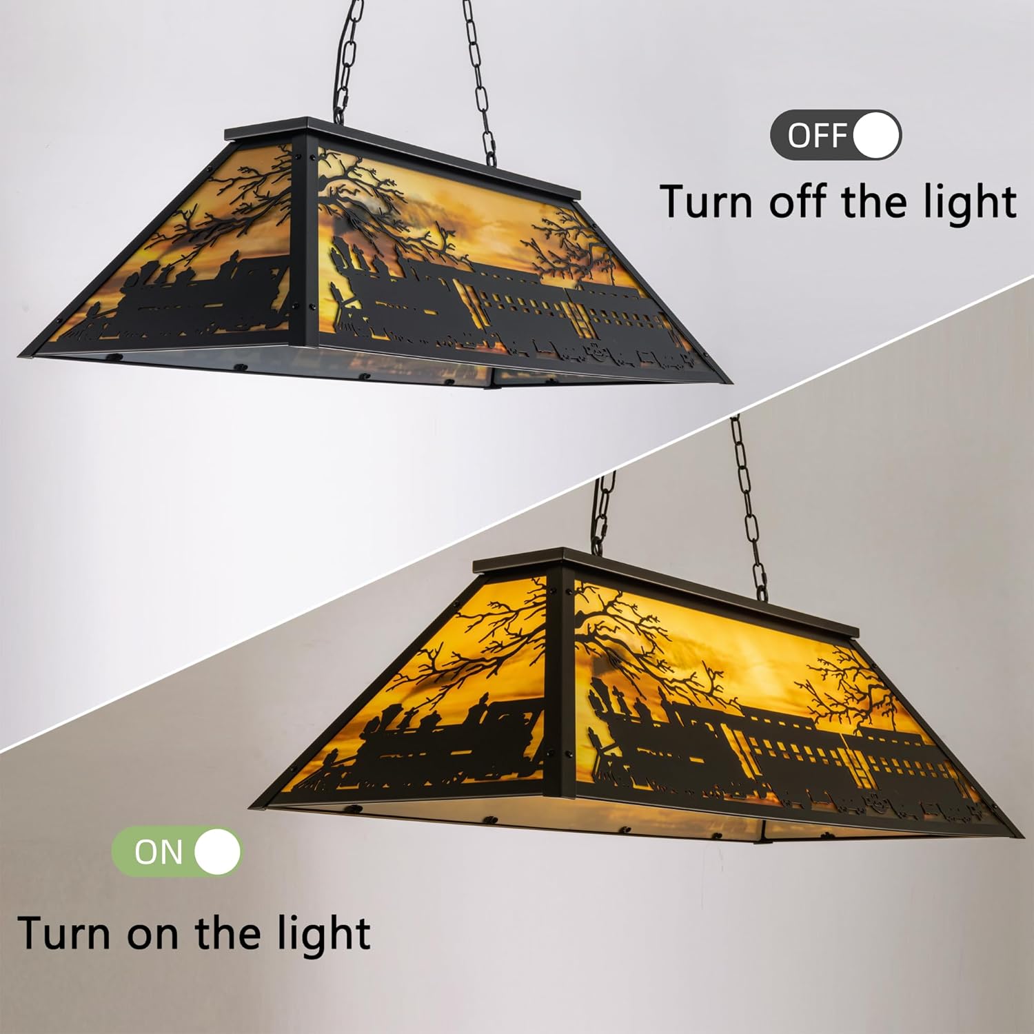 TOCHIC 3 Light Pool Table Light, Vintage Train Billiard Light Retro Kitchen Island Pendant, Adjustable Hanging Pool Table Lights Fixture for Game Rooms, Snooker Table, Cabin, Men Cave, Dining Room