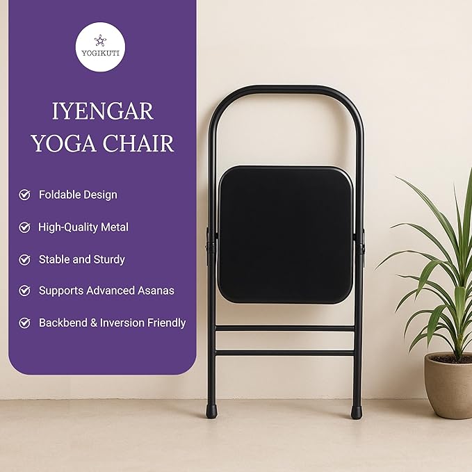 Yogikuti Yoga Chair(Standard) Backless/Folding Chair for Restorative & Iyengar Yoga Practie, Meditation/Fitness-FlexoryFit