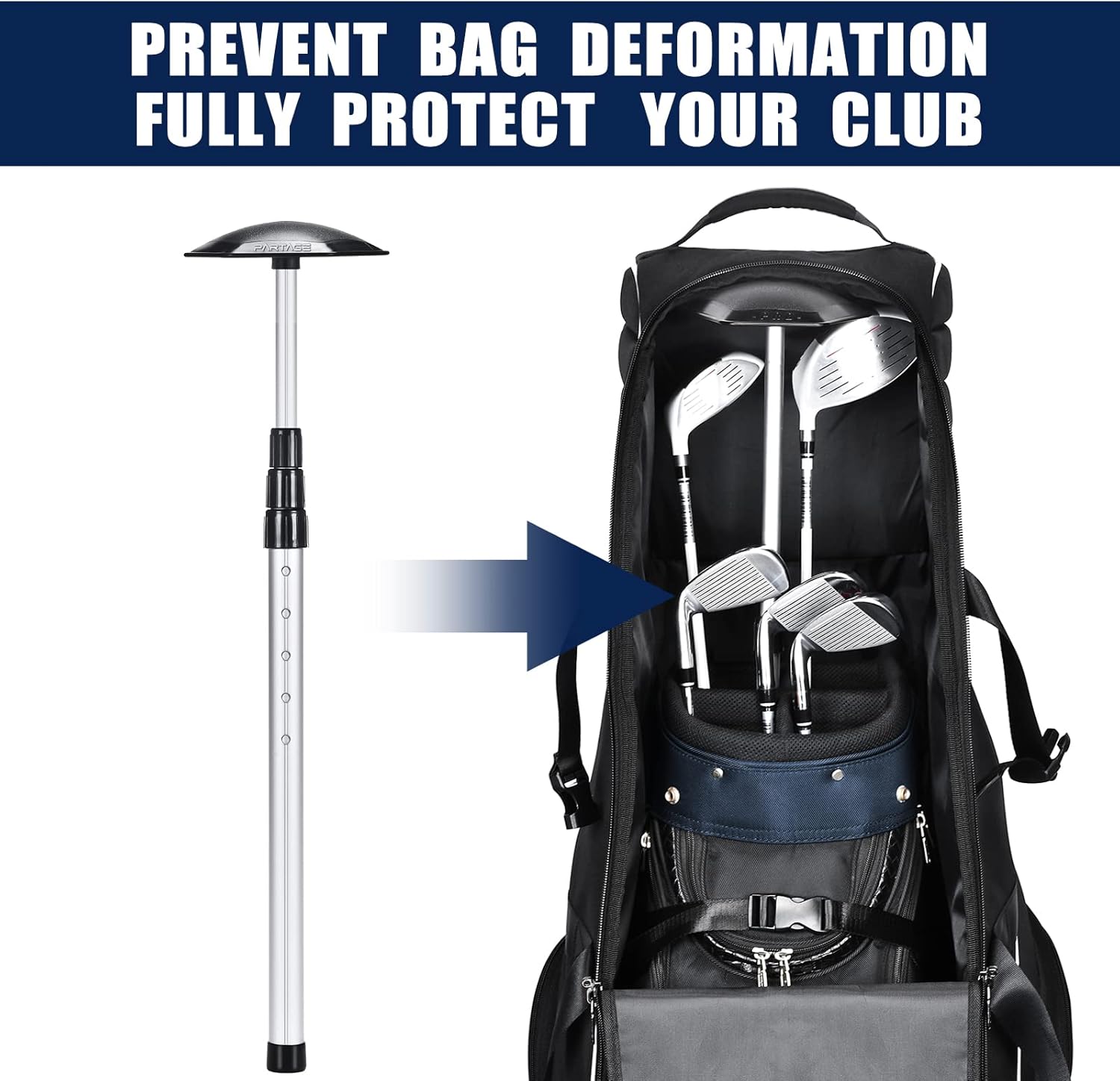 Partage Golf Travel Bag with Wheels, Golf Travel Case for Airlines, 900D Heavy Duty Oxford -Black