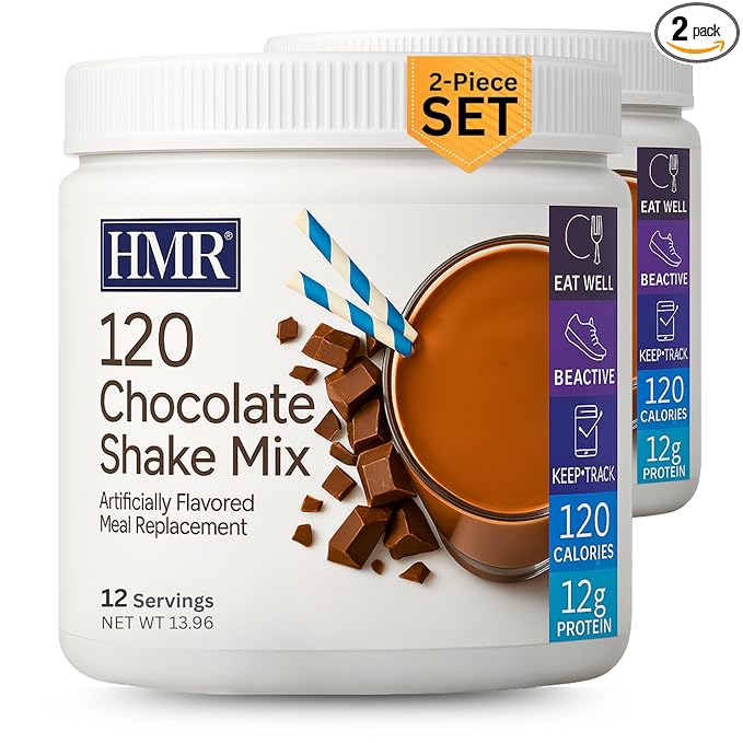 HMR 120 Shake Meal Replacement Powder | Chocolate Shake Mix to Support Healthy Weight Loss | 12g of Protein | Nutritional Drink | Low Calorie Food | 2 Pack (choc/choc), 12 Servings Each-FlexoryFit