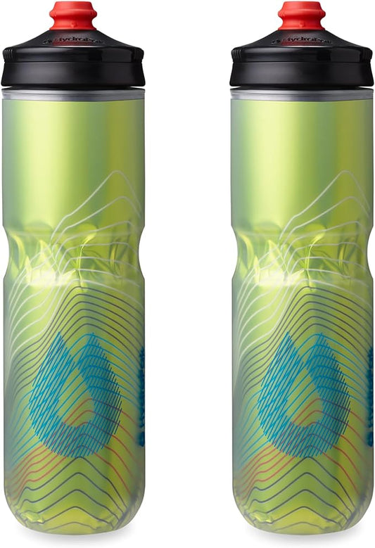 HydraPak Polar Surge Insulated Bike Water Bottle 2-Pack (20oz or 24oz) - High Flow, Fits Most Bike Cages, For Cycling & Sports-FlexoryFit