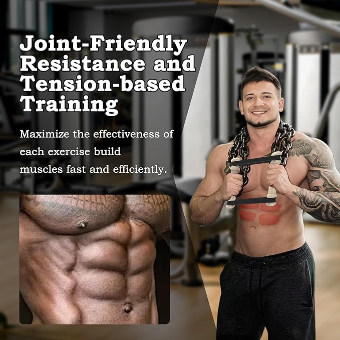 Rip Stick Portable Upper Body & Chest Workout Equipment with Adjustable Resistance Bands, Wooden Handles, Shoulder & Joint Rehab Home Gym – Muscle Strength & Flexibility Training (8 Bands Included)-FlexoryFit