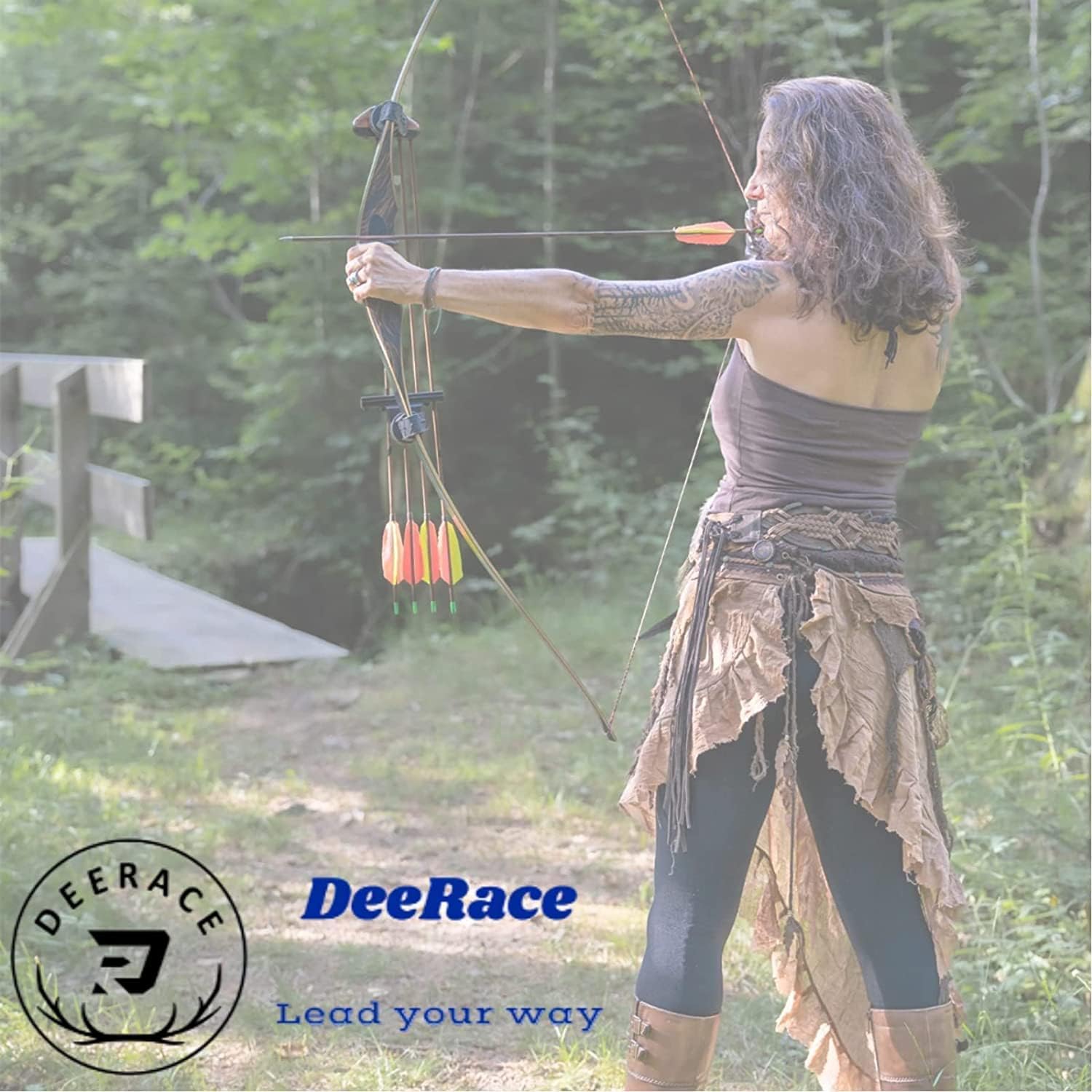 DEERACE Takedown Recurve Bow and Arrow Set 62" Classic Traditional Wooden Bow for Adults Youth Beginner Hunting Targeting Archery