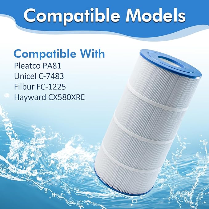 C3030 Pool Filter Cartridge Replacement | Fits Hayward CX580XRE C580E, Pleatco PA81-PAK4, Unicel C-7483, Filbur FC-1225 | SwimClear C3020, C3025, C3030 | 4-Pack | 325 Sq. Ft