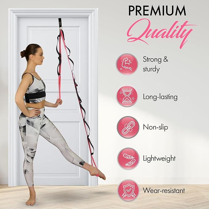 10-Loop Yoga Strap with Door Anchor – Stretch Strap for Flexibility, Deep Stretching, and Improved Balance – Perfect Yoga Accessory for All Fitness Levels-FlexoryFit