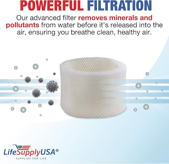 LifeSupplyUSA Humidifier Filter Replacement Wick Filter E Compatible with Honeywell Quietcare HCM-6009, HCM-6011i, HCM-6012i, HCM-6013i, HC-14, HW-14