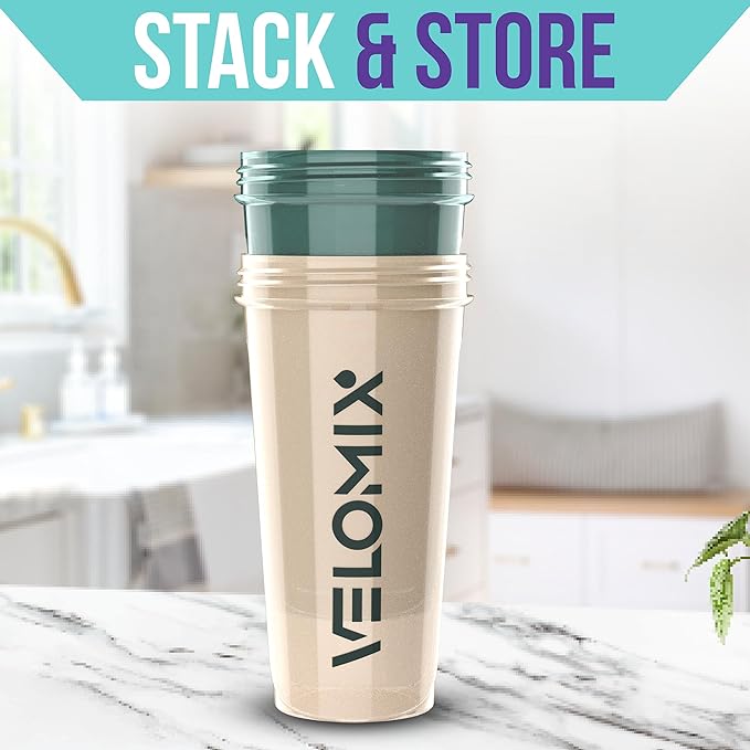 '-2 Pack- 28 oz Protein Shaker Bottles for Protein Mixes - 2x Wire Whisk | Leak Proof Shaker Cups for Protein Shakes | Protein Shaker Bottle Pack | Shakers for Protein Shakes-Blue&Beige-FlexoryFit