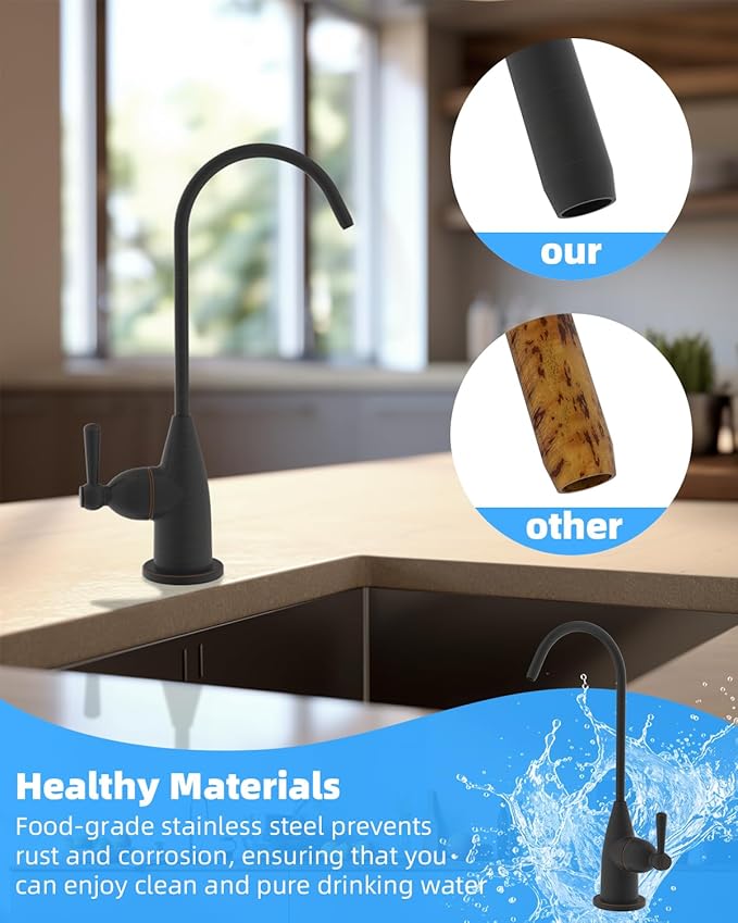 Hibbent Drinking Water Faucet for Bar and Kitchen Sink, Stainless Steel Reverse Osmosis RO Faucet for Under-Sink Filtration System, Oil-Rubbed Bronze Finish