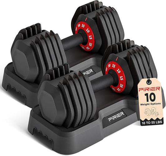 Adjustable Dumbbell Set 55LB Dumbbells Weight, 10-in-1 Weight Dumbbell with Anti-Slip Metal Handle and Bicep Supports for Comprehensive Full Body Strength Training-FlexoryFit