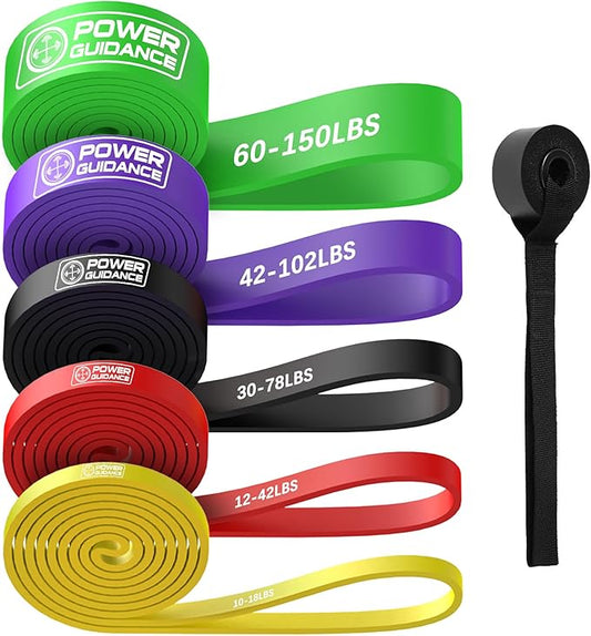 POWER GUIDANCE Resistance Bands, Set of 5 Pull Up Bands, Pull Up Assistance Bands, Exercise Bands, Resistance Bands Set for Legs, Working Out, Muscle Training, Physical Therapy, Shape Body-FlexoryFit