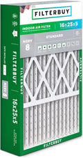 Filterbuy 16x25x5 Air Filter MERV 8 (MPR 700) Dust Defense (1-Pack), Pleated HVAC AC Furnace Filters for Honeywell FC100A1029, Lennox X6670, Carrier, & More (Actual Size: 15.75 x 24.75 x 4.38)
