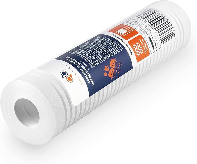 Aquaboon Whole House 1 Micron 10 x 2.5 PP Grooved Sediment Water Filter Cartridge Replacement Compatible with AP110, WHKF-GD05, CFS110, P5, 50-Pack