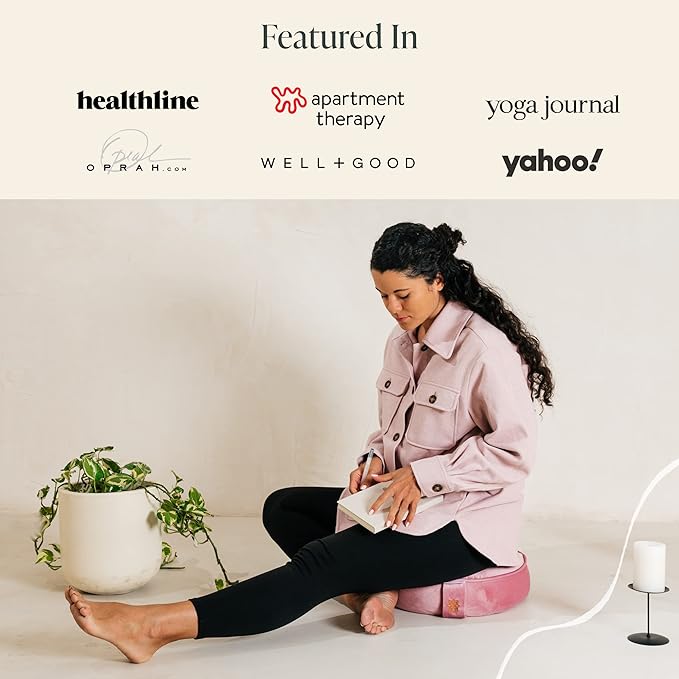Mindful and Modern Velvet Meditation Cushion - Luxury Zafu Floor Pillow for Yoga - Large Buckwheat Meditation Pillow with Luxe Removable Cover in Six Colors-FlexoryFit