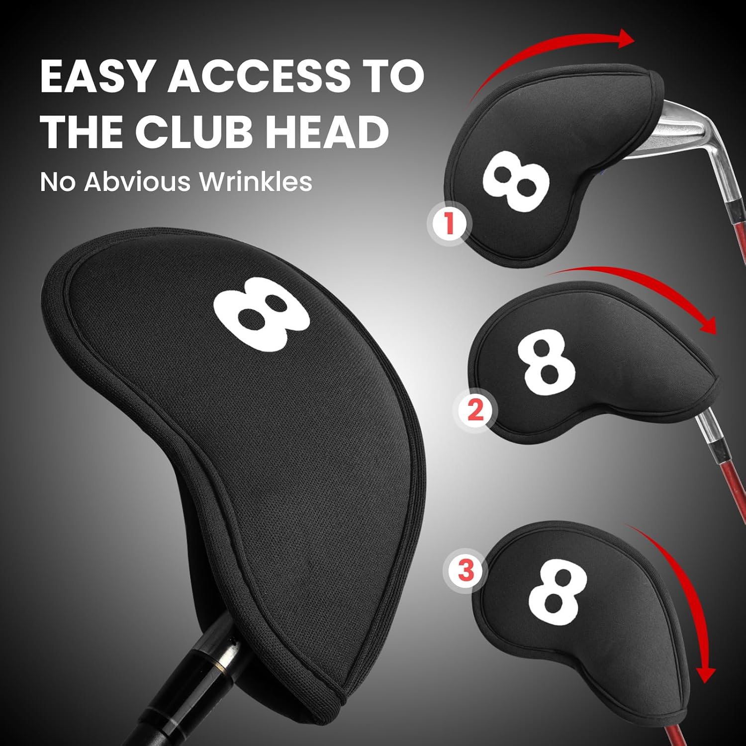 Golf Club Covers Set Neoprene Protector for Irons Value 12 Pack, Headcover Number Universal Head Cover Fit Main Irons Clubs Accessories for Women Men