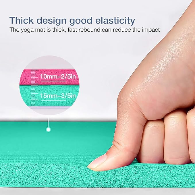 Thick Yoga Mat Non Slip, Large Size 72" L x 32" W x 0.6" TH, Premium Exercise & Fitness Mat with Carrying Strap and Bag, Workout Mats for Home-FlexoryFit