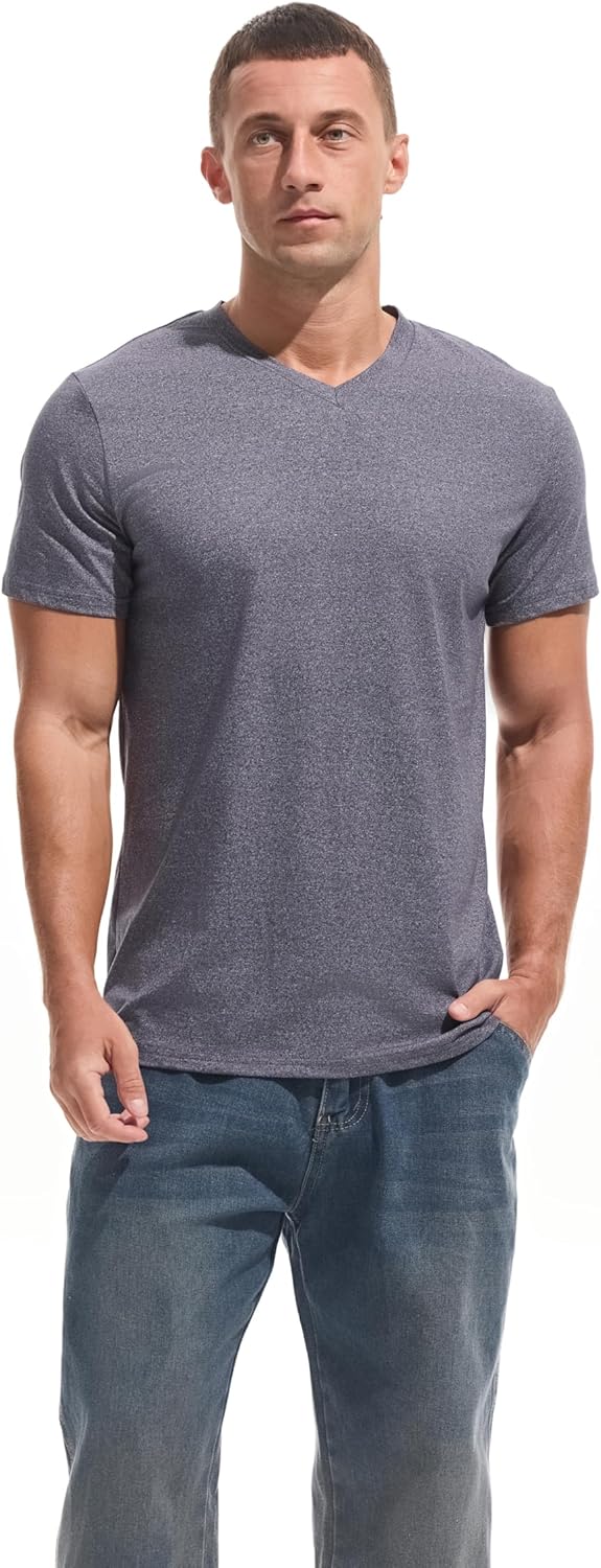 VEIISAR Premium V Neck T Shirts for Men - Modern Fitted Tees Vneck Undershirts