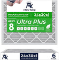 MervKing 24x30x1 Air Filter Actual Size: 23.7" x 29.7" x 0.75" MERV 8 MPR 600-700 | MADE IN USA | 6-Pack | Pleated HVAC AC Furnace Replacement