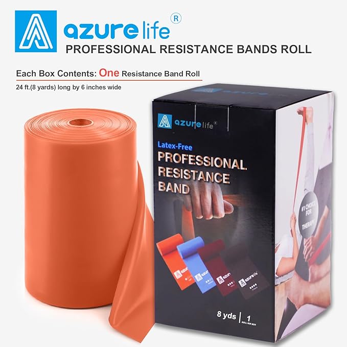 Professional 8 Yards Bulk Resistance Bands Rolls or 5,6,7 ft. Long Non-Latex Elastic Exercise Bands, Stretch Bands for PT, Yoga, Pilates, Rehab, at-Home or The Gym Workouts-FlexoryFit