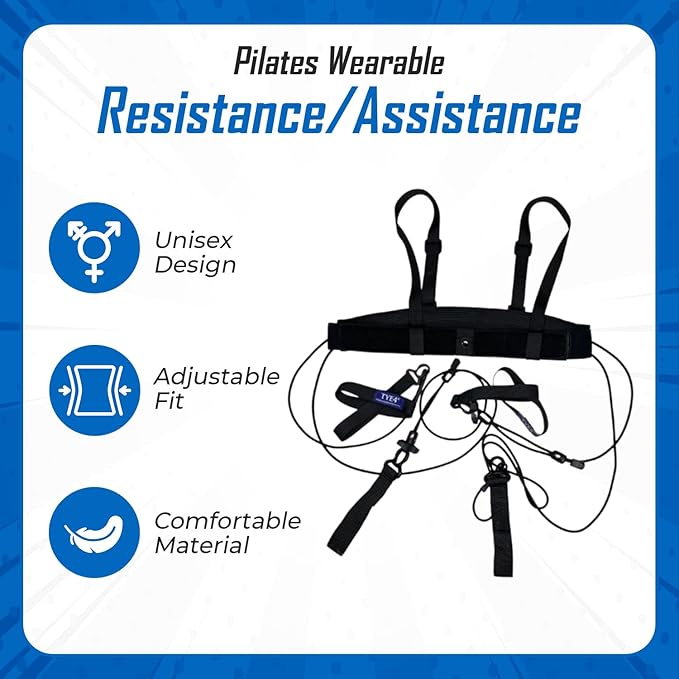 TYE4® and TYE4X™ - Pilates Wearable Resistance/Assistance; Total Body Exercise; Core Strengthening, Portable, Home Gym, Pilates, Yoga, Barre, Posture, Stretching, Balance-FlexoryFit