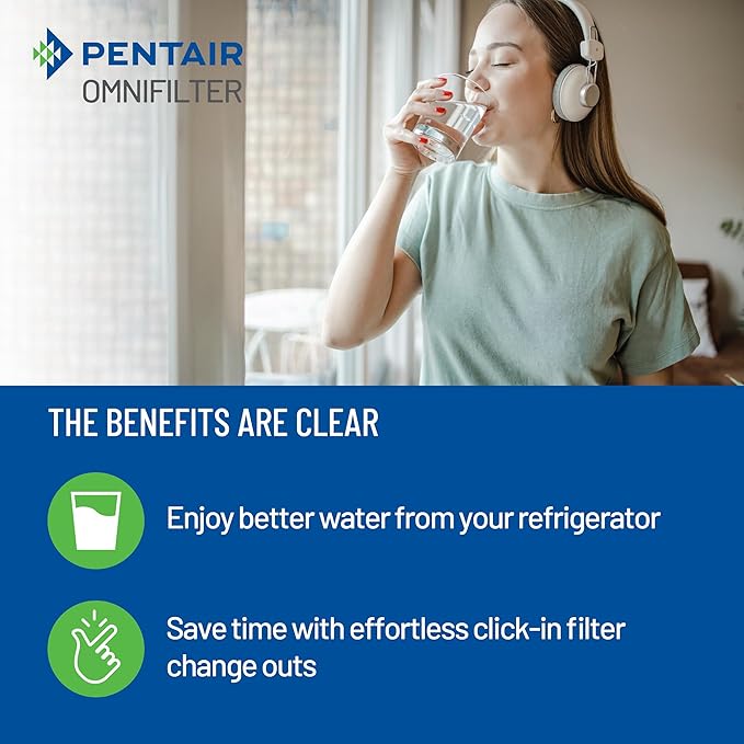 Pentair OMNIFilter Refrigerator and Icemaker Filter Cartridge, Replacement for use in OMNIFilter Quick Change Refrigerator and Icemaker Filtration System