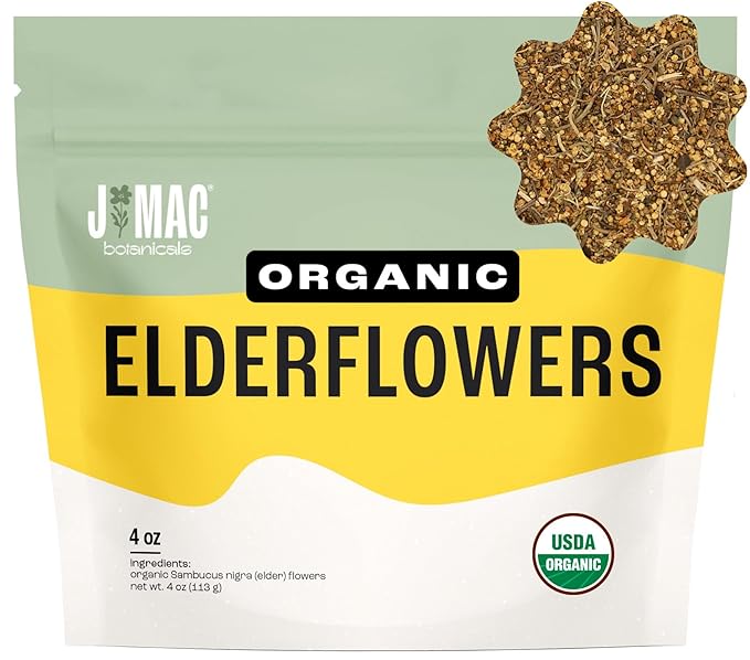 J MAC BOTANICALS Organic Elderflower, Herbal Tea - 4 Ounces-FlexoryFit