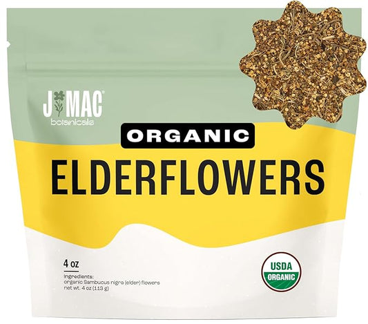 J MAC BOTANICALS Organic Elderflower, Herbal Tea - 4 Ounces-FlexoryFit