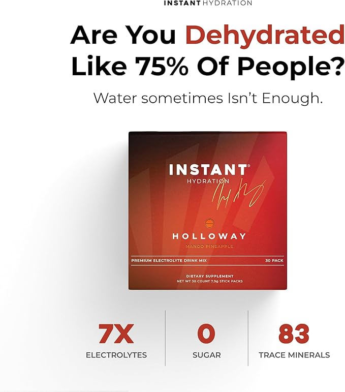 Instant Hydration Electrolytes Powder Packets - Mango Pineapple Drink Mix - Zero Sugar - Keto, Vegan, Gluten-Free, Non-GMO - Boost Recovery, Brain Health, Muscle & Tissue Support- 30 Sticks-FlexoryFit