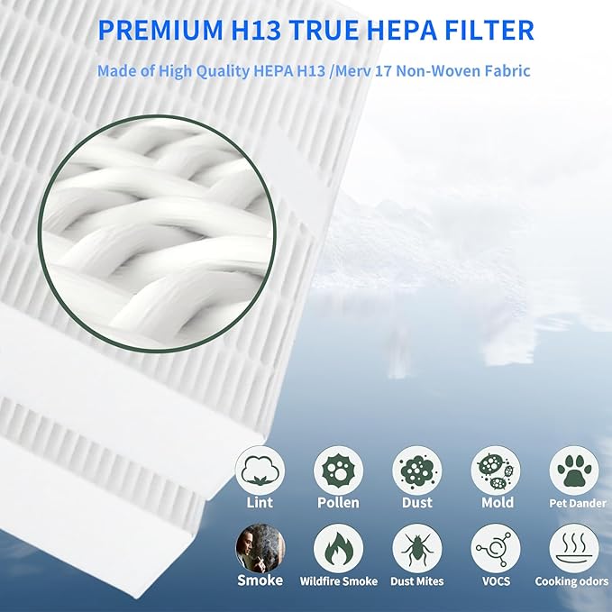 HPA5200B True HEPA Replacement Filter Compatible with Honeywell InSight HPA5200B HPA5250 Air Purifiers, PowerPlus HPA3200, Replace HRF-R2(2Filter R) HRFSC1(2Filter S) HRF-A200(4Filter A) HRF-ARVP200