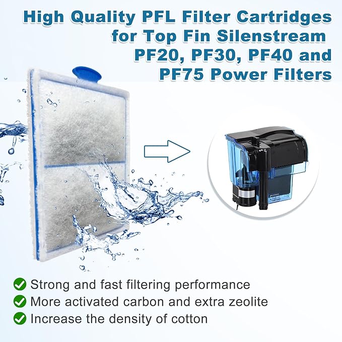 driamor 16 Pack PF-L Fish Tank Filter Cartridges Compatible with PF20, PF30, PF40 and PF75 Power Filters, Aquarium Large Carbon Filters Cartridge Replacement