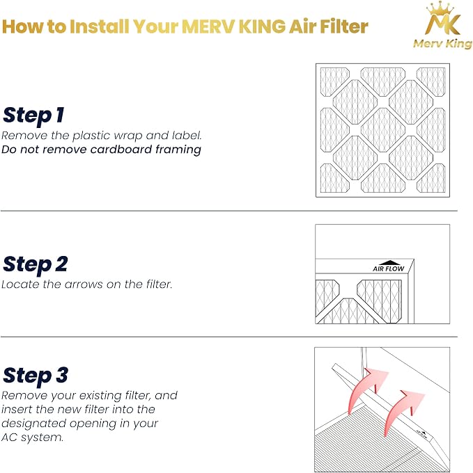 MervKing 20x20x2 Air Filter Actual Size: 19.7" x 19.7" x 1.75" MERV 8 MPR - Image 4